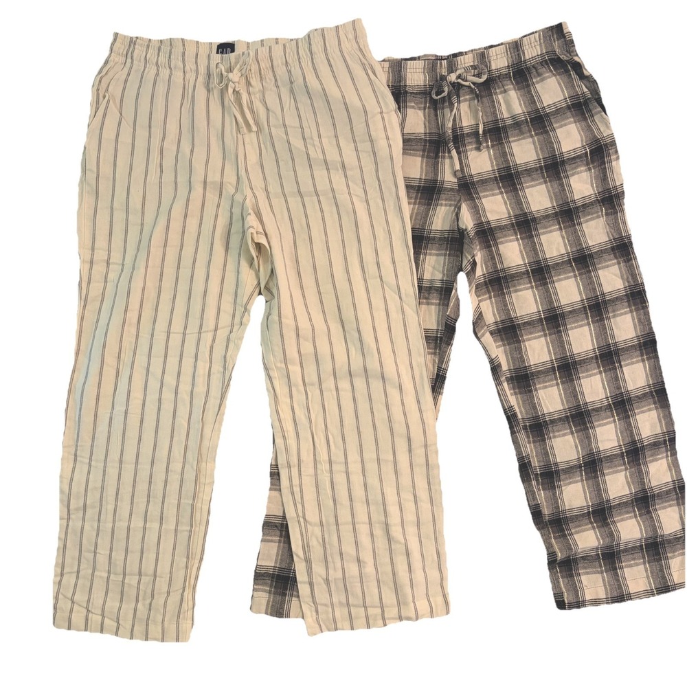 GAP Women's 2 Set Pajama Pants Black/White Cotton Size Large